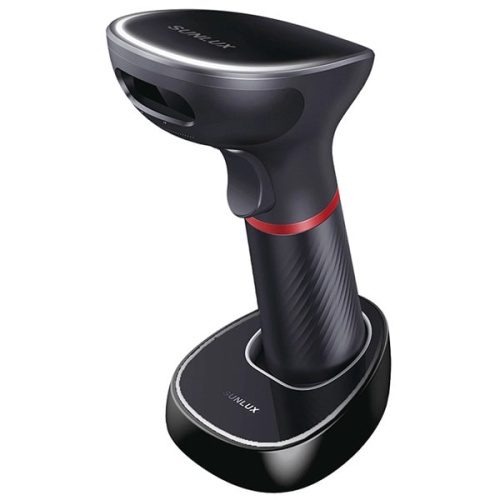 Беспроводной сканер штрихкода SUNLUX XL-9610 (2D, черный, USB, Bluetooth, c подставкой)